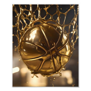 "Goldener Sieg: Netball in einem glänzenden Netz g Fotodruck