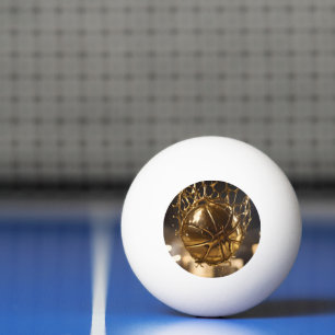 "Goldener Sieg: Netball in einem glänzenden Netz g Tischtennisball