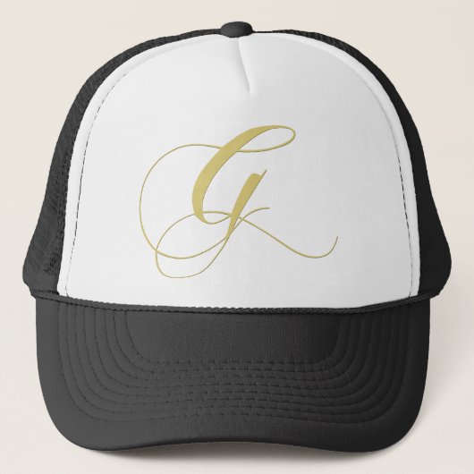 Goldener Single Monogramm-Buchstabeg Truckerkappe (Vorderseite)