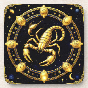 Goldener Skorpion-Zodiac-Design mit Ornamenten Getränkeuntersetzer