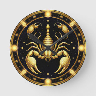 Goldener Skorpion-Zodiac-Design Runde Wanduhr