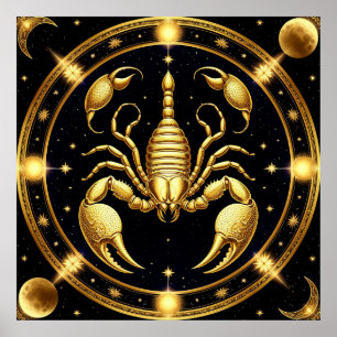 Goldener Skorpion-Zodiak-Design Poster