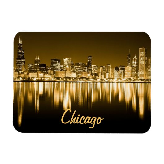 Goldener Skyline-Magnet Chicago Magnet (Horizontal)