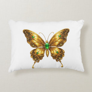 Goldener Smaragd-Kristall-Schmetterling Dekokissen