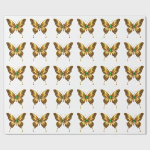 Goldener Smaragd-Kristall-Schmetterling Geschenkpapier