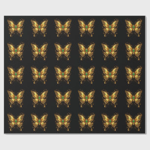 Goldener Smaragd-Kristall-Schmetterling Geschenkpapier