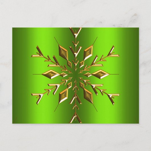 Goldener Snowflake-Stern zu Grünen Weihnachten Postkarte (Vorderseite)