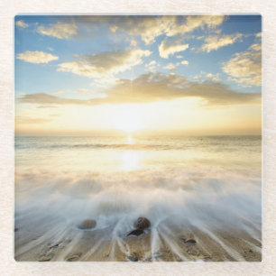 Goldener Sonnenaufgang Glasuntersetzer