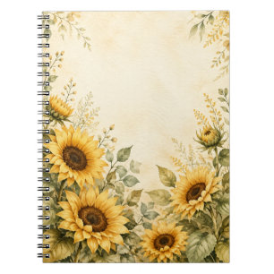 Goldener Sonnenblumengarten Aquarell Notizblock