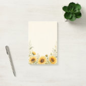 Goldener Sonnenblumengarten Aquarell Post-it Klebezettel (Büro)