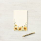 Goldener Sonnenblumengarten Aquarell Post-it Klebezettel (Auf Schreibtisch)