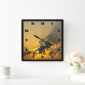 Goldener Sonnenuntergang als Cloud Quadratische Wanduhr (Zuhause)