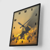 Goldener Sonnenuntergang als Cloud Quadratische Wanduhr (Winkel)