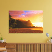 Goldener Sonnenuntergang am Strand, Hawaii Leinwanddruck (Insitu (Wohnzimmer))