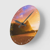 Goldener Sonnenuntergang am Strand, Hawaii Runde Wanduhr (Winkel)