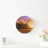 Goldener Sonnenuntergang am Strand, Hawaii Runde Wanduhr (Zuhause)