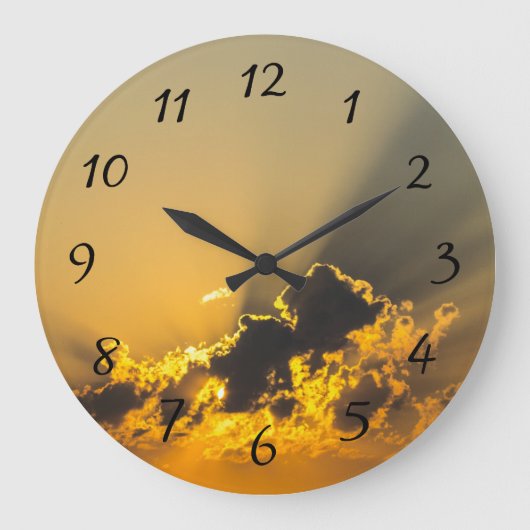 Goldener Sonnenuntergang, der eine Wolke belichtet Große Wanduhr (Vorderseite)
