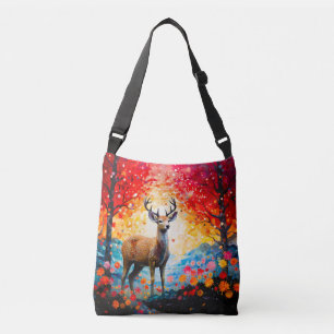 Goldener Sonnenuntergang Floral Herbst Wald Hirsch Tragetaschen Mit Langen Trägern