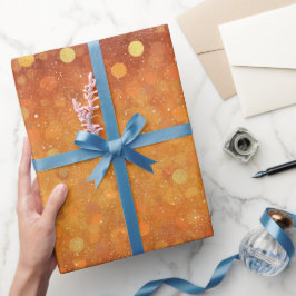 Goldener Sonnenuntergang Gemustertes Orange Glitte Geschenkpapier