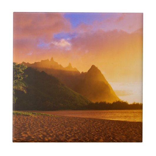 Goldener Sonnenuntergang, Hawaii Fliese (Vorderseite)