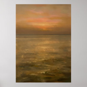 Goldener Sonnenuntergang Ruhiger Ozean Seelandscha Poster