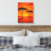 Goldener Sonnenuntergang über afrikanischen Bäumen Leinwanddruck (Insitu (Schlafzimmer))