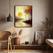 Goldener Sonnenuntergang über dem ruhigen See mit Poster