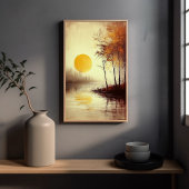 Goldener Sonnenuntergang über dem ruhigen See mit Poster