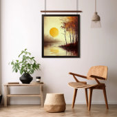 Goldener Sonnenuntergang über dem ruhigen See mit Poster