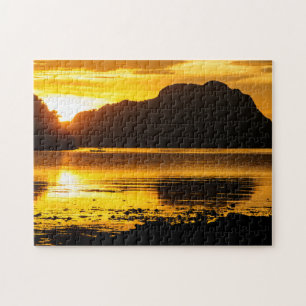Goldener Sonnenuntergang über der Bucht Puzzle