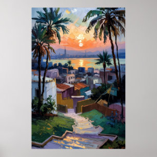 Goldener Sonnenuntergang über der Küste Poster