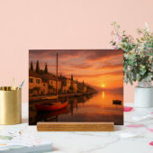 Goldener Sonnenuntergang über Küstendorf Acrylschild (Hochzeit)
