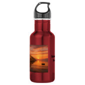 Goldener Sonnenuntergang über Küstendorf Edelstahlflasche (Vorderseite)