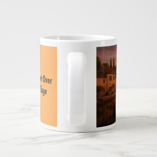 Goldener Sonnenuntergang über Küstendorf Jumbo-Tasse (Rückseite)