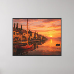 Goldener Sonnenuntergang über Küstendorf Leinwanddruck