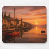 Goldener Sonnenuntergang über Küstendorf Mousepad (Vorne)