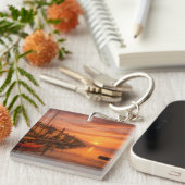 Goldener Sonnenuntergang über Küstenstädte Schlüss Schlüsselanhänger (Vorderseite rechts)