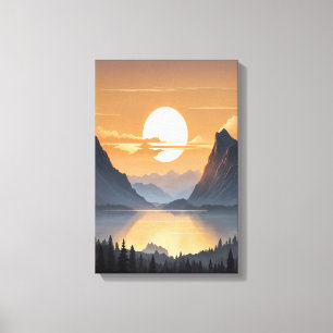 Goldener Sonnenuntergang über majestätischer Bergl Leinwanddruck