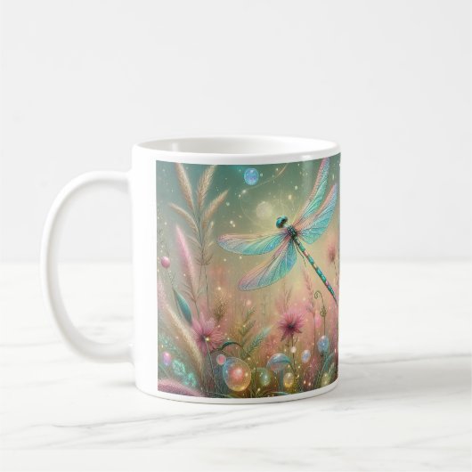 Goldener Sonnenuntergangs-Libelle Kaffeetasse (Links)