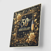 Goldener Sparkle: 50 Jahre Liebe Quadratische Wanduhr (Winkel)