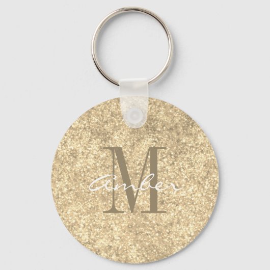 Goldener Sparkle Glitzer Eleganter Personalisierte Schlüsselanhänger (Vorderseite)