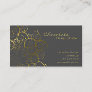 Goldener Spirale-Blätter-dekorativer DekoVintager Visitenkarte