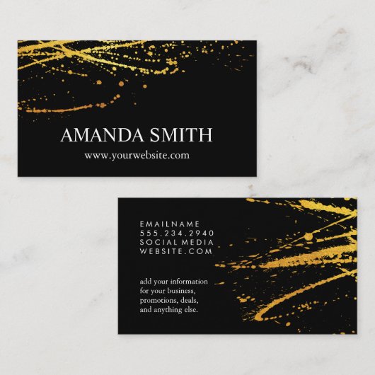 Goldener Spritzer Visitenkarte (Vorne/Hinten)