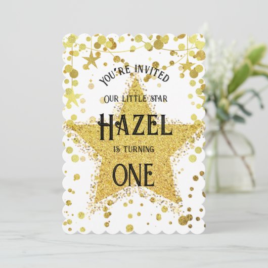 Goldener Star Einladung (Stehend Vorderseite)