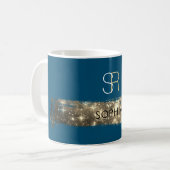 Goldener Stardust Pinselstrich, Monogramm/Name, Bl Kaffeetasse (Vorderseite Links)