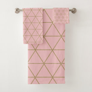 Goldener staubiger Mauve geometrische Dreiecke Boh Badhandtuch Set