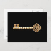 Goldener Steamphansauger Skelettschlüssel Postkarte (Vorne/Hinten)