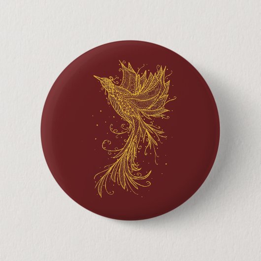 Goldener steigender roter Knopf Phoenix Button (Vorderseite)