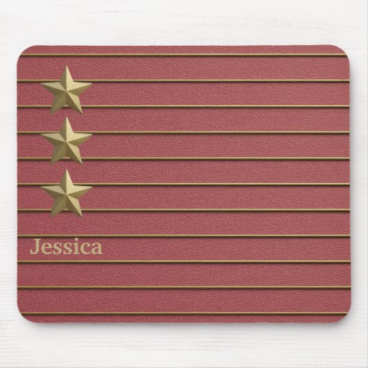 Goldener Stern auf Rose Rosa Mousepad (Vorne)