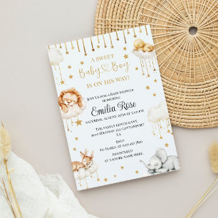 Goldener Stern Baby Boy Shower Schlafender Wald Ti Einladung